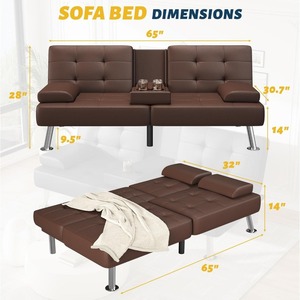 Sofá Cama Futón Moderno en Forma de L, Estilo Marroquí, Ajustable, con Portavasos, de 2 Plazas, para Sala de Estar u Oficina - Product Image 3