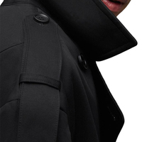 Veste d'hiver de luxe pour homme, coupe-vent à revers crantés, pardessus noir, vente en gros de vestes pour homme