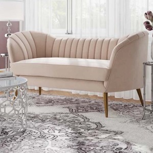Conception de canal Velours Salon 2 Places Canapé <span class=keywords><strong>Causeuse</strong></span> <span class=keywords><strong>Moderne</strong></span> Jambes En Métal Beige Tissu Canapé Canapé - Product Image 5