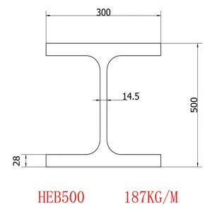 H-Abschnitt Stahl (EN10025) HE500B 500*300*14.5*28 S235JR /S355JR Großabschnitt Stahl