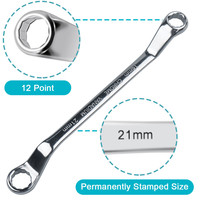 Juego de llaves de boca métricas ajustables de doble extremo, llave de anillo larga de 45 grados HRC38-45 con estuche enrollable Zorro/Sellena Zl-Spanner