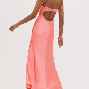 ชุดเดรสยาวผ้าซาตินปักลายดอกไม้ Sweetheart Shell แต่งลูกไม้ สายคาดขนเฟอร์เทียม สไตล์ลำลองสำหรับฤดูร้อน เอวทรงธรรมชาติ พร้อมโลโก้ด้านหน้า - Product Image 3