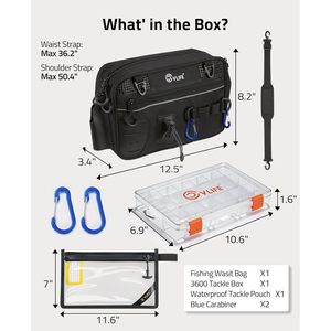 Sac de pêche CVLIFE, 12,5x8,2x3,4 pouces, résistant à l'eau, avec boîte 3600 et pochette étanche - Product Image 1
