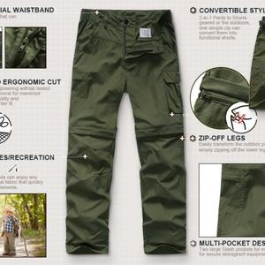 Pantalon cargo multi-poches de voyage et de randonnée à séchage rapide avec fermeture éclair amovible pour enfants et jeunes - Product Image 5