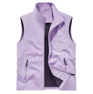 <span class=keywords><strong>Gilet</strong></span> <span class=keywords><strong>de</strong></span> travail décontracté unisexe pour le printemps et l'été - Fermeture éclair, respirant, vêtement d'extérieur léger, col montant pour les sports <span class=keywords><strong>de</strong></span> plein air - Product Image 3
