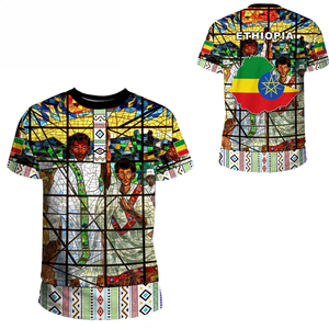 Camiseta Personalizada con Estampado de la Bandera Ortodoxa Etíope para Hombre, Talla Grande, Cuello Redondo, Transpirable, para Ejercicio y Fitness - Product Image 1