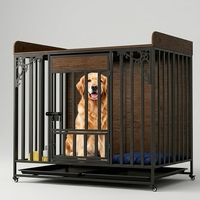 Caseta Plegable de Madera Gruesa con Techo Plano de 95 cm para Mascotas, con Estante de Almacenamiento y Diseño de Inodoro Separado, para Uso Doméstico en Perros
