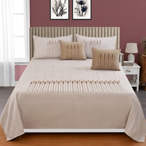 Luxury Crown 5 Piece Embroidery <b>King</b> <b>Size</b> Bedsheet Set 90x100 Inch with 2 Quilted Pillow Covers & 2 Holland Embroidery Cushions - Product Image 5