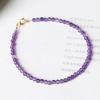 Natürliches Zhejiang-Amethyst-Armband für Damen, Marke Haoxuan, extrem dünn, 2 mm, rund, facettiert, Edelstein, funkelnd, Modetrend