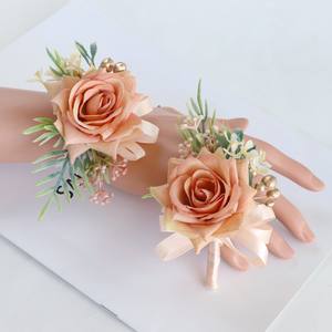 Diskon besar Prom bunga buatan gelang korsase, Boutonniere untuk pria bunga pernikahan aksesori Prom setelan dekorasi - Product Image 1