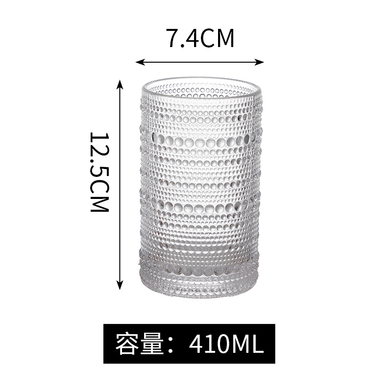 Wholesale Ins hot sale Whiskey Glass Transparent Glass Home Bar Restaurant Retro Embossed Juice Drink Cup
