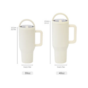Gobelet isotherme de 40 oz avec poignée et paille, en acier inoxydable à double paroi, pour café, lait, thé, bière, tasse de voiture isolée avec bouchon anti-fuite - Product Image 5