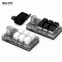 Teclado USB con Cable SIKAI, Controlador de 6 Teclas y 1 Perilla Grande, Retroiluminación RGB, Panel de Teclas Personalizables para Volumen, Streaming, Edición y Oficina