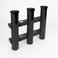 Supports muraux pour cannes à pêche, tubes de rangement, supports de cannes à pêche (3 pôles - noir)