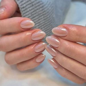 24 <span class=keywords><strong>Uñas</strong></span> Postizas de Acrílico PMMA 4024, Estilo Francés Romántico, <span class=keywords><strong>Uñas</strong></span> Acrílicas de Presión, <span class=keywords><strong>Uñas</strong></span> Artificiales - Product Image 1