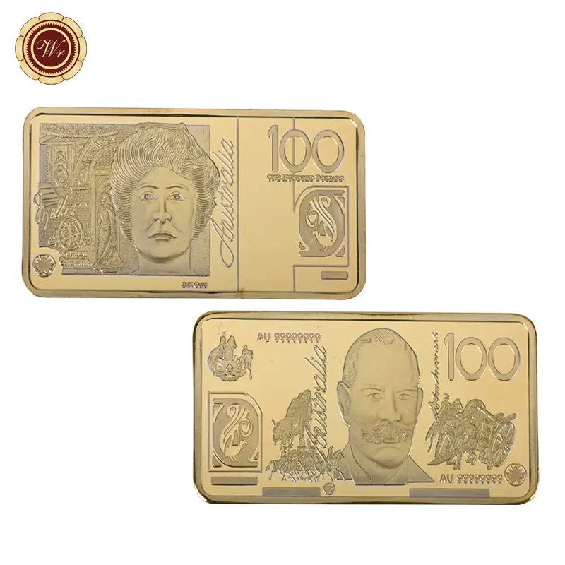 Atacado Praça Moeda Comemorativa Austrália 100 AUD Metal Banhado A Ouro Bullion Barras para Presente Lembrança