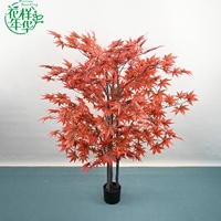 Grand Arbre Artificiel Décoratif d'Érable avec Feuilles Rouge Doré de 150 cm, Végétation Sans Entretien pour Projets Commerciaux, Vente en Gros