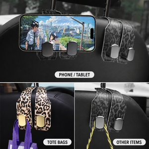 Universal <b>Car</b> <b>Hooks</b> <b>Car</b> Seat Back Mini <b>Hooks</b> Suede Leather Material Rear Seat Double Metal <b>Hooks</b> Phone Holder Two Colors - Product Image 4