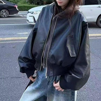 Veste Moto Noire Premium Femme en Similicuir PU Manteau d'extérieur OEM pour l'Hiver et le Bureau