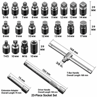 Jeu de douilles de vidange d'huile 23 pièces en acier au chrome-vanadium, entraînement 3/8 pouces, kit d'outils de démontage du bac à huile de transmission
