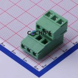 DB128B-5.0-2*3P-GN-S Screw Terminal Block Through hole Component (THT),P=5mm Connector 2x3P 5mm Green Through Hole - Product Image 1
