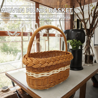 Panier de rangement multifonction en PP tissé fait main avec poignée, écologique et moderne, pour cuisine, salon, aliments, bijoux et outils