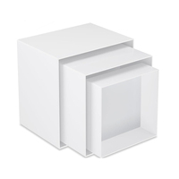 Ensemble de 3 supports à gâteaux en acrylique blanc de 3 mm, carrés, à fond creux, pour présentation de nourriture, gâteaux, desserts, buffet, traiteur