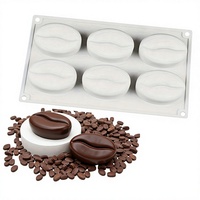 6-delige siliconen koffiebonenmal DIY rode lippen bakvorm ijsblokjesbakje fruit gummy chocolade ovenbestendig voedselveilig