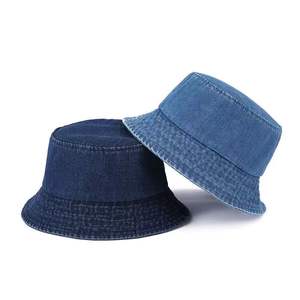 2025 estate alla moda cappello a secchiello in Denim Jean per gli uomini donne semplice lavare il vecchio stile retrò traspirante cappello da sole per il modello di lettera di viaggio - Product Image 2