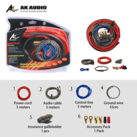 AK-4GA 4 Gauge 2500W Amplifier Subwoofer Audio mobil, Kit instalasi Speaker kabel kawat instalasi