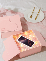 Kalp şeklinde pembe High-End kadın boş küçük kağit kutu için çin sevgililer günü sürpriz hediye cep telefonları için kirpikler