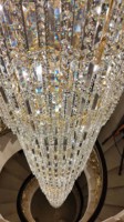 Lustre de luxe en cristal K9, grand et long, avec télécommande, éclairage personnalisable pour villas, hôtels et projets d'escaliers