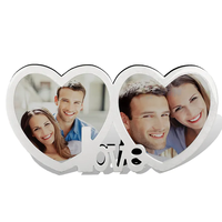 Double coeur forme cadre photo numérique sublimation cadre photo en bois blanc pour les couples MD-054