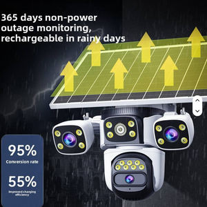 4 개의 HD 렌즈가 장착된 8MP 4K PTZ 실외 보안 카메라 24 시간 비디오 무선 WiFi 태양열 CMOS 센서 태양열 Cctv 카메라 - Product Image 2