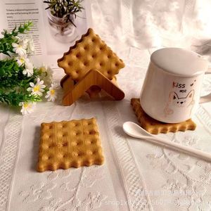 Sous-verre créatif en bois massif, motif petits biscuits, pour table à manger domestique, tapis isolant pour vaisselle, <span class=keywords><strong>dessous</strong></span> <span class=keywords><strong>de</strong></span> tasse à café en bois - Product Image 6