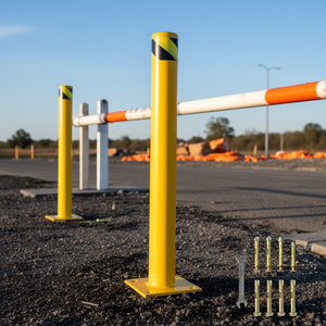 Barrera de Seguridad Vevor de 48 Pulgadas en Tubo de Acero Amarillo de 4.5 Pulgadas de Diámetro, Instalación por Perforación, Barrera de Tráfico - Product Image 2