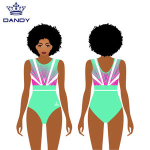 Justaucorps de gymnastique de danse athlétique métallisé à manches longues et vagues brillantes pour filles - Product Image 5