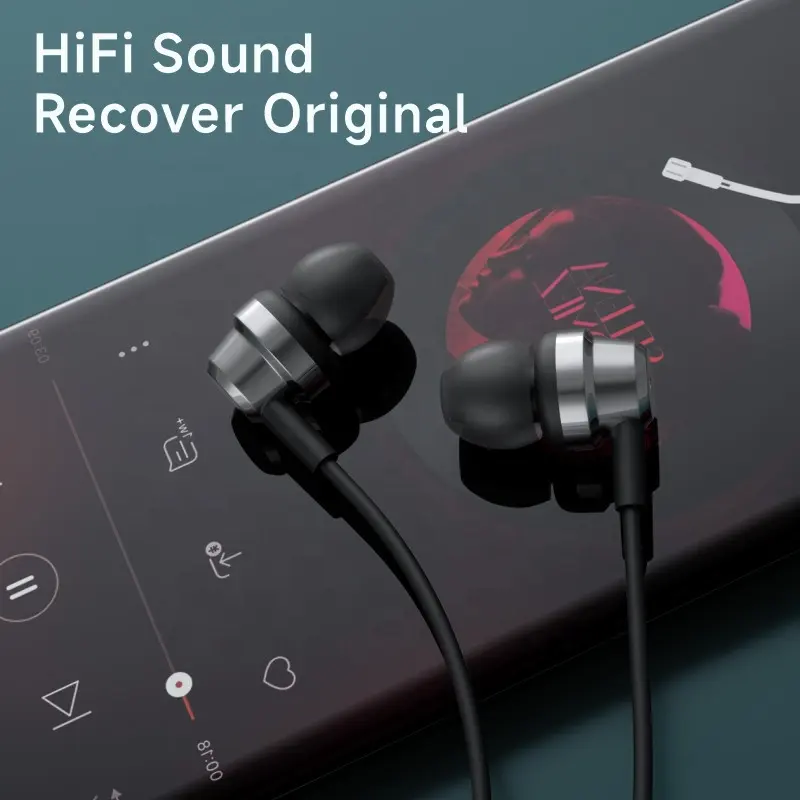 Hotriple E9 Fone de ouvido com fio de bom som, fone de ouvido intra-auricular de metal de 3,5 mm, preto, de 1,2 metros, plástico, preço barato, fone de ouvido de 3,5 mm, 10 peças