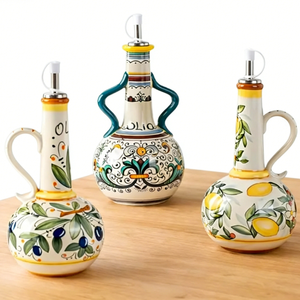Distributeur d'huile d'olive <span class=keywords><strong>en</strong></span> céramique personnalisé, peint à la main, style italien, bouteille d'huile, récipient à huile de cuisine, essentiels de cuisine, cruche à <span class=keywords><strong>vinaigre</strong></span> - Product Image 1