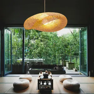 Bamboo Art Bamboo Woven Chandelier Lantern Dia 60cm / 80cm / 100cm Restaurant Zen Tea Room Restaurant Lamps Pendant Lamp