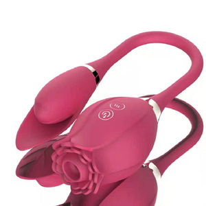Vibromasseur en Silicone pour femme, jouets sexuels en forme de Rose, vibromasseur de langue, rouge et Rose, succion pour mamelon, 4 pièces - Product Image 1