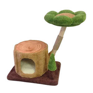 Torre para Gatos de Lujo de 31.5 Pulgadas, de Sisal y Felpa, con Forma de Hoja Verde, Mueble para Gatos de Interior con Postes Rascadores Ecológicos de Cartón - Product Image 1
