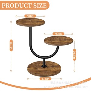 Wooden Three Tier Cake Stand Round Iron Wood Combination <b>Birthday</b> Party Dessert Display Rack Tabletop Storage - Product Image 4