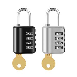 Combination <b>Lock</b> 4 <b>Digit</b> Zinc Alloy Resettable With Management Key Black And Silver Travel <b>Lock</b> - Product Image 1
