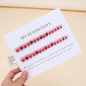 เล็บปลอม30ชิ้นแบบไล่ระดับสีสำหรับสาวอ้อนฤดูใบไม้ร่วงฤดูหนาวพิมพ์ลาย - Product Image 3