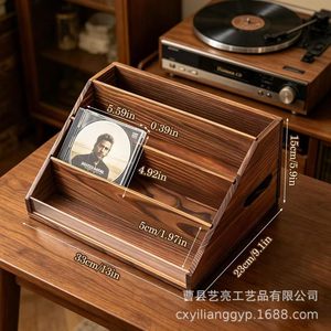 Estante de madera para CD, organizador de almacenamiento de 4 capas para discos de vinilo y CD, soporte multiusos para colección de música - Product Image 3
