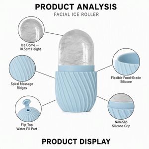 Silicone <b>Face</b> <b>Ice</b> <b>Roller</b> 10.5x5.5cm BPA Free Food Grade Dual Use Freeze Massage Travel Ready - Product Image 3