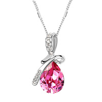 Collier Pendentif de Joaillerie Fine en Argent Sterling 925 Plaqué Or avec Cristal Améthyste Pierre de Naissance et Breloque Zodiaque Goutte d'Eau