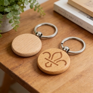 USA Warehouse Pack of 10 Round Wood Blanks Keychain Unfinished Wooden Blank Key Chain Chains for Engraving Crafts Ornament