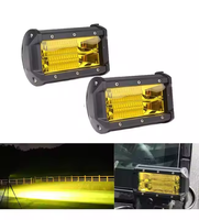 5 pouces 2 rangées 72W LED lumière de travail Pod noir 12V 24V hors route conduite antibrouillard pièces automobiles accessoires d'éclairage jaune